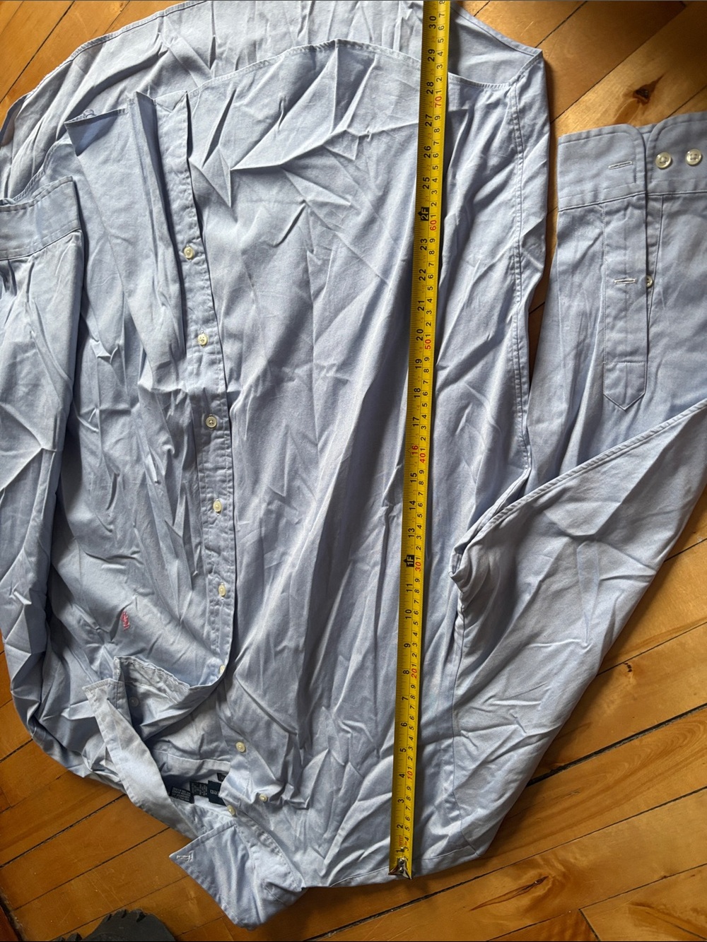 Ralph Lauren Sz 18 Vintage Classic Fit Baby Blue Cotton Button Front Shirt - Picture 10 of 10